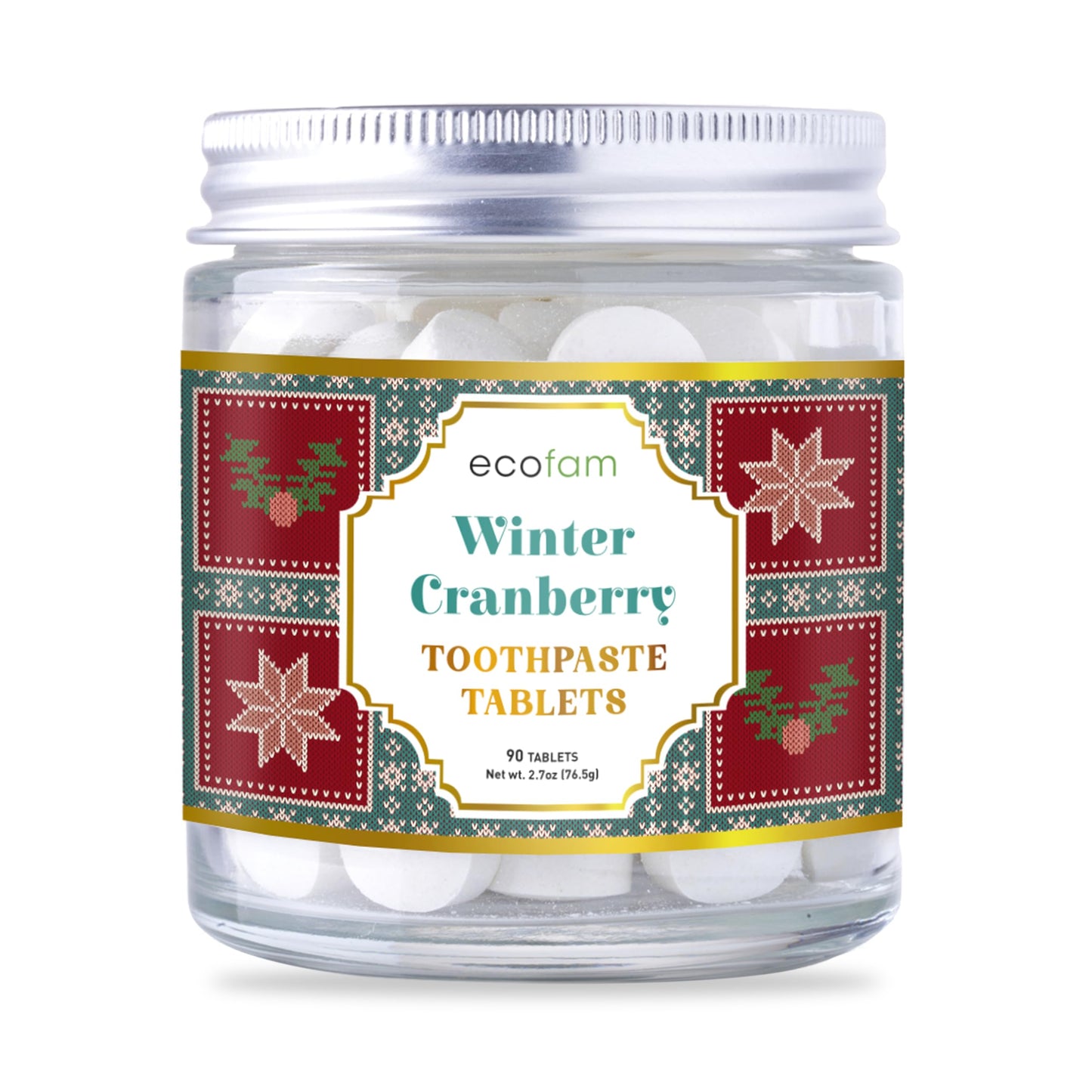 Toothpaste Tablets Winter Cranberry – Nano Hydroxyapatite, Fluoride Free | 90 Tabs | Ecofam