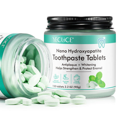 Nano Hydroxyapatite Toothpaste Tablets - Fluoride-Free Whitening, Peppermint