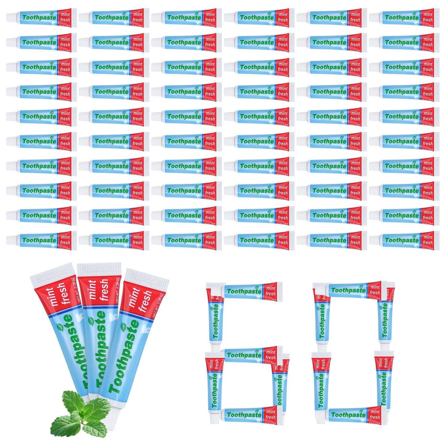0.28oz Small Toothpaste Travel Size Bulk – 60 Pack, Mint, TSA Compliant