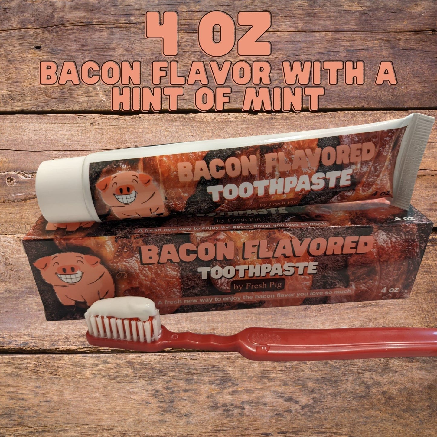 Fresh Pig Bacon Toothpaste – Funny Gag Gift for Bacon Lovers (Fluoride Free)