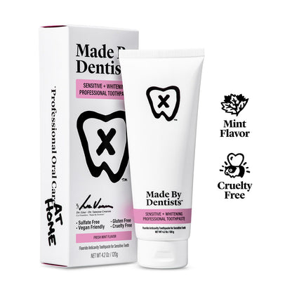 Made by Dentists Sensitive + Whitening Toothpaste – ADA Approved, Vegan, Sulfate-Free, 2 x 4.2oz
