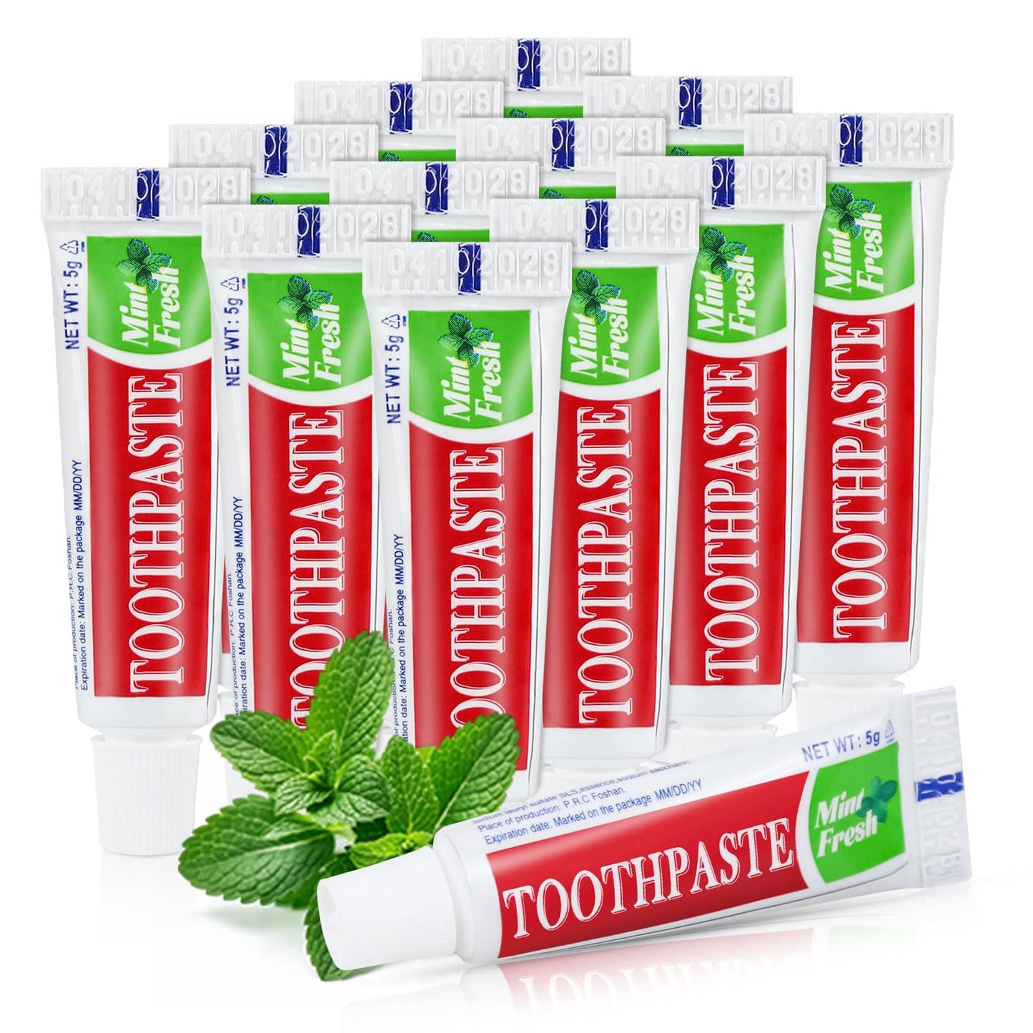 Travel Size Toothpaste Bulk 0.176 oz – 10 Disposable Mint Tubes, Pocket Travel Oral Care
