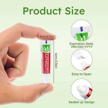 Travel Size Toothpaste Bulk 0.176 oz – 10 Disposable Mint Tubes, Pocket Travel Oral Care