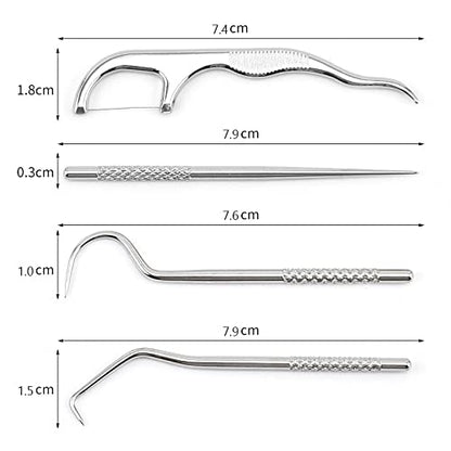 Portable Toothpicks Pocket Set - Stainless Steel Flossers, Travel Dental Kit