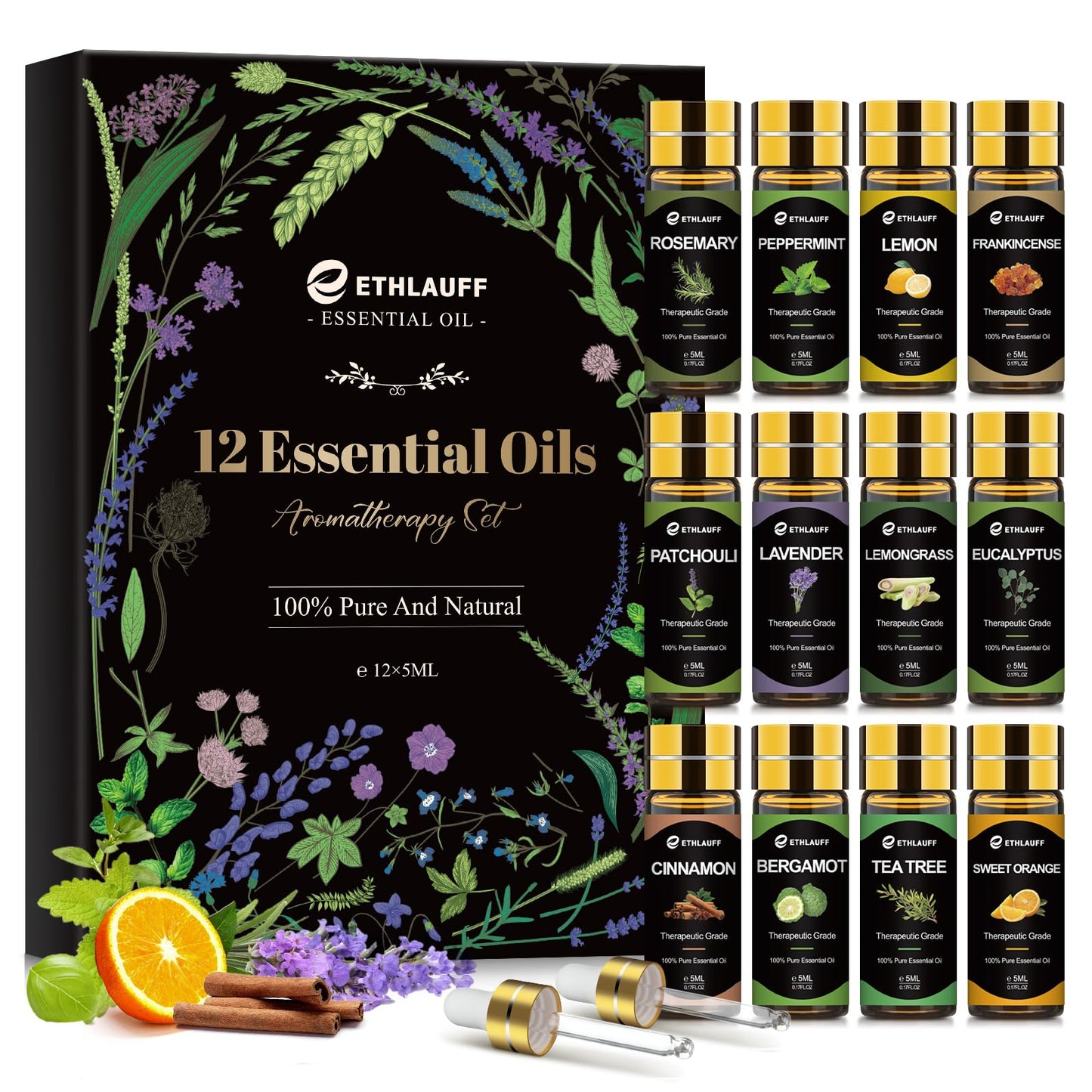 Top 12 Essential Oils Set - Pure Oils for Diffuser, DIY Projects & Gift