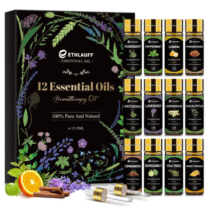 Top 12 Essential Oils Set - Pure Oils for Diffuser, DIY Projects & Gift