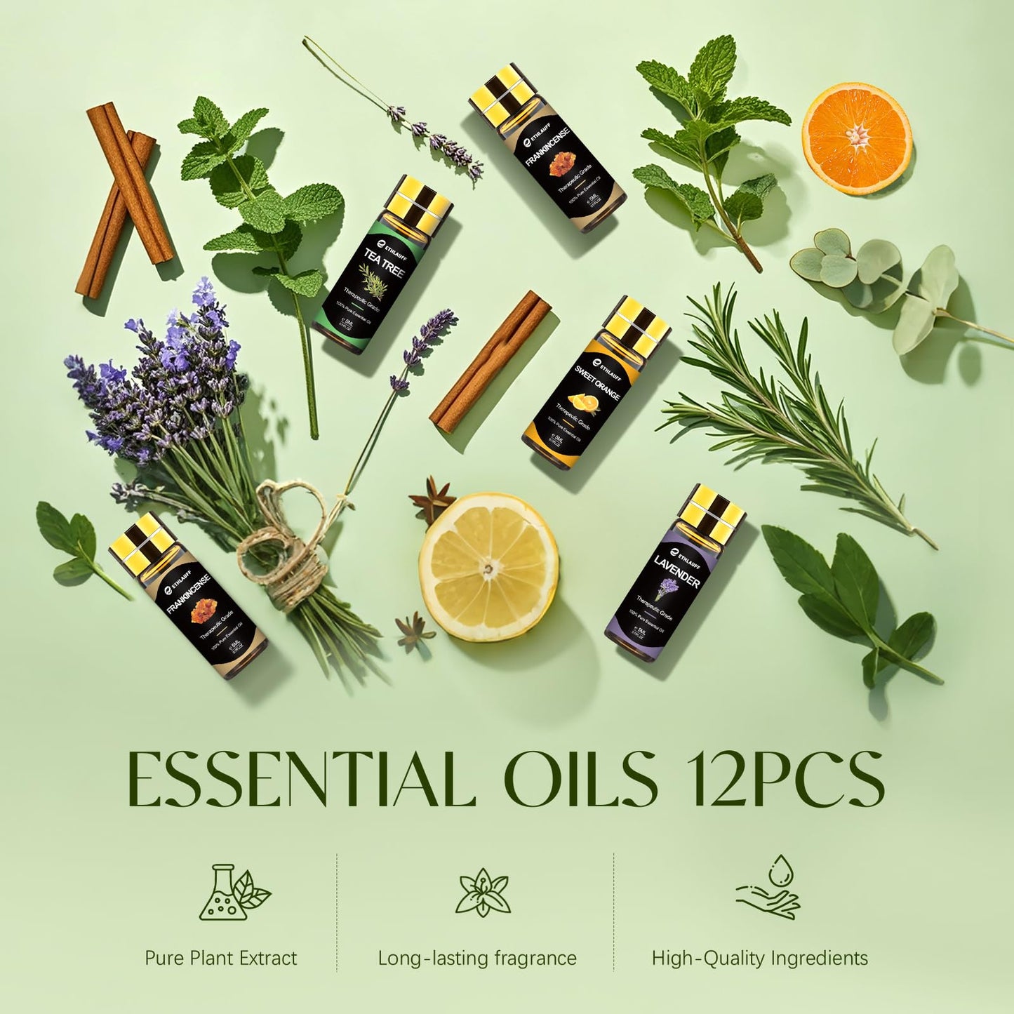 Top 12 Essential Oils Set - Pure Oils for Diffuser, DIY Projects & Gift