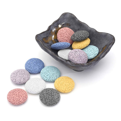 Top Plaza Lava Rock Aromatherapy Diffuser Set – Square Ceramic Warmer with 14 Lava Beads