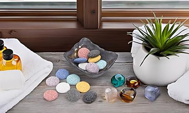 Top Plaza Lava Rock Aromatherapy Diffuser Set – Square Ceramic Warmer with 14 Lava Beads