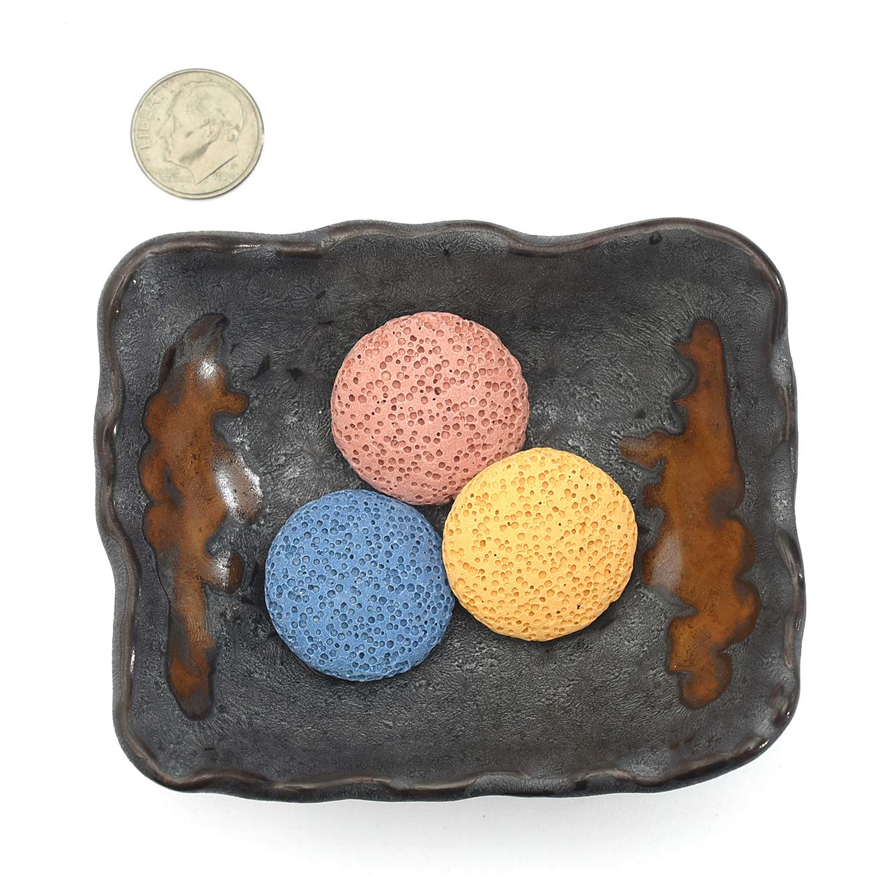 Top Plaza Lava Rock Aromatherapy Diffuser Set – Square Ceramic Warmer with 14 Lava Beads