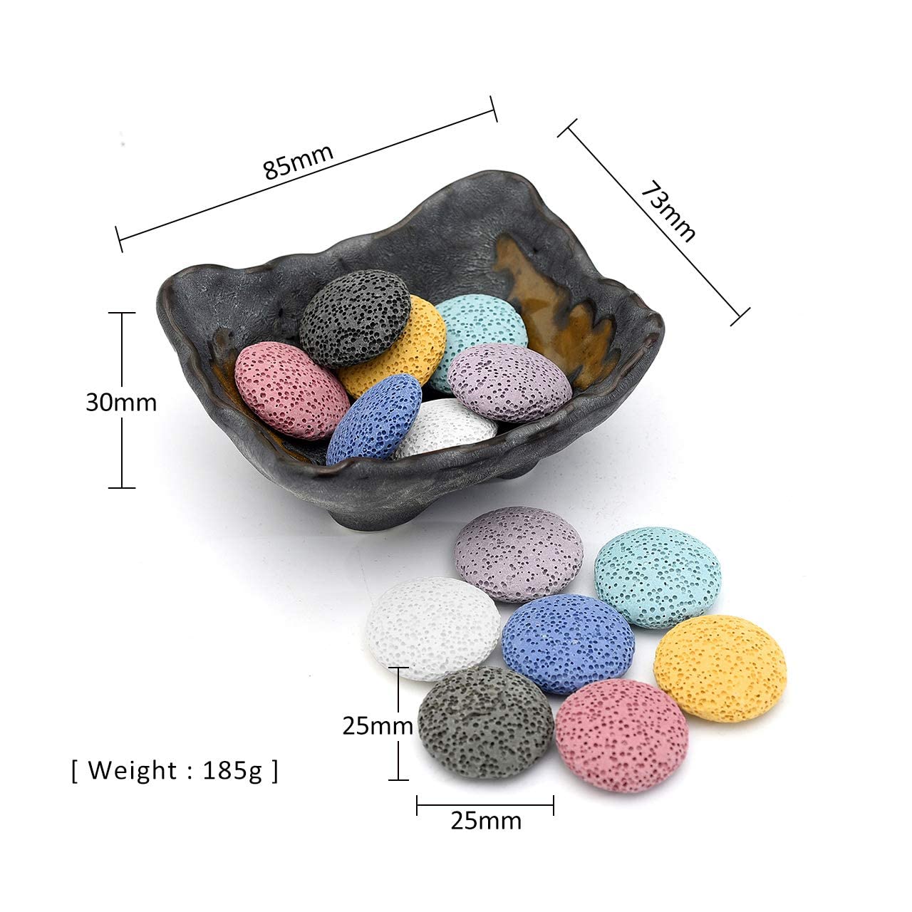Top Plaza Lava Rock Aromatherapy Diffuser Set – Square Ceramic Warmer with 14 Lava Beads