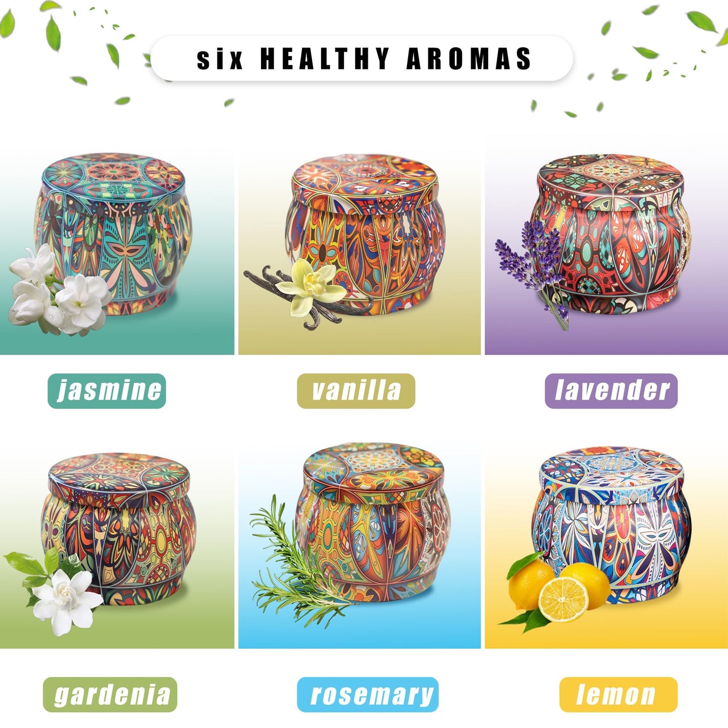 Topadorn 6-Pack Scented Candles Gift Set | Soy Wax Aromatherapy for Home & Relaxation