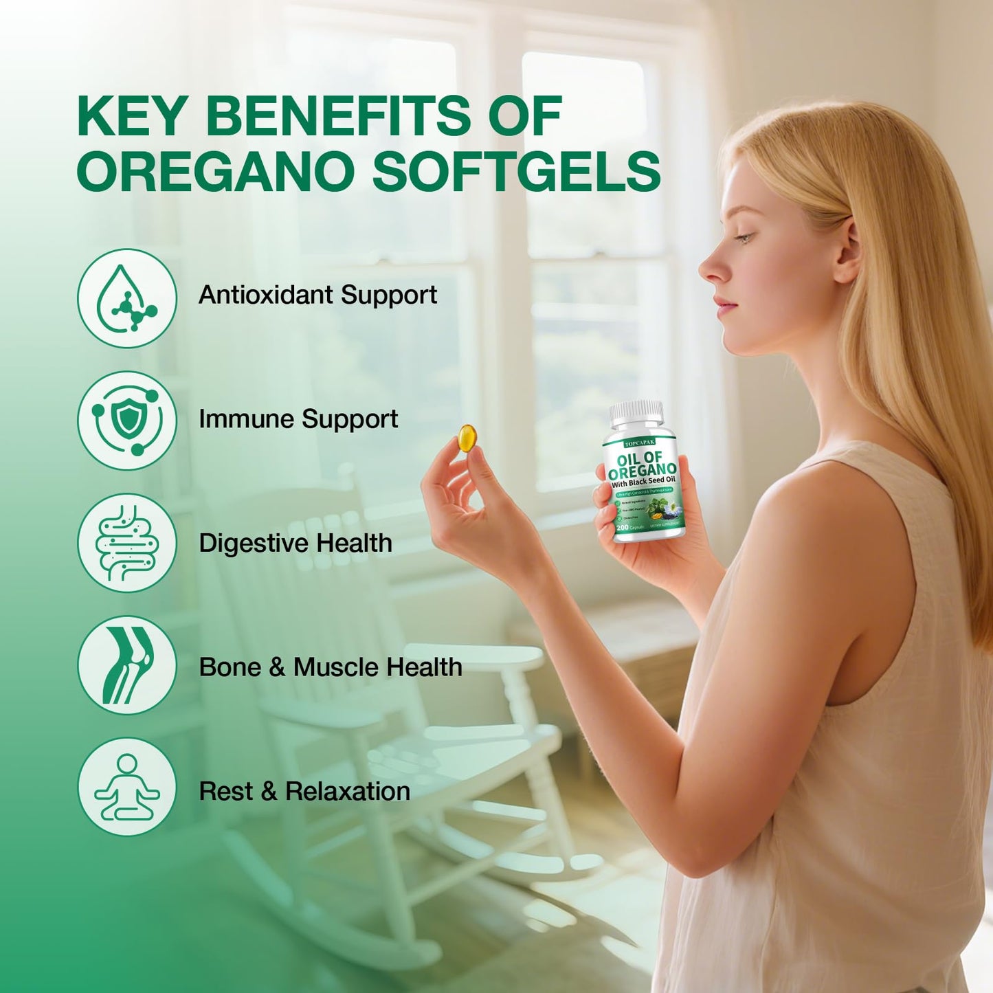 TOPCAPAK Oil of Oregano & Black Seed Oil — 2-in-1 Immune Support, 400 Softgels