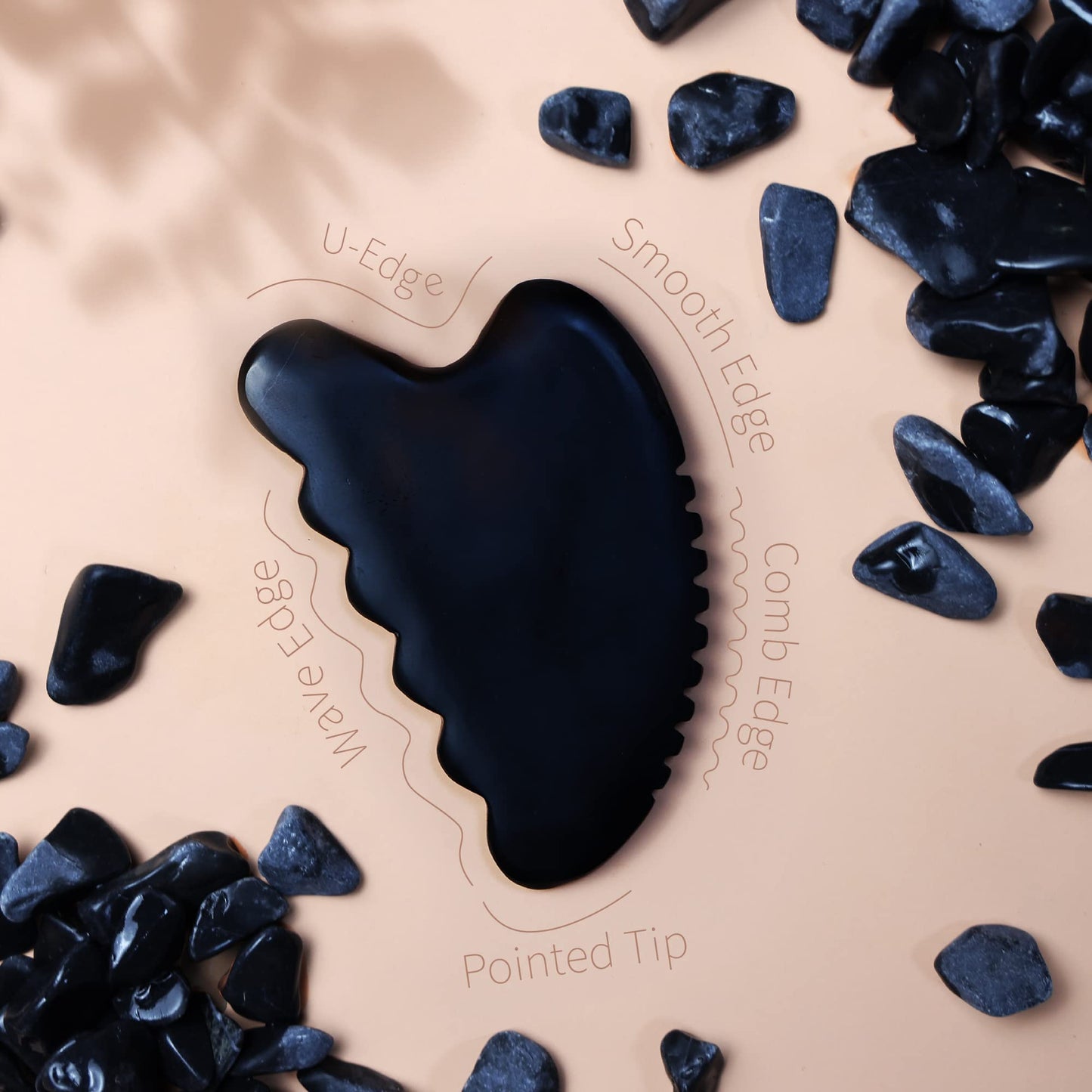 tophld Gua Sha Facial Tools – Natural Bian Stone Jade Massage Set (Wave-Edge)