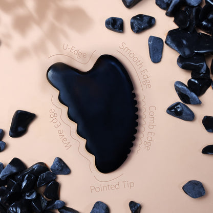 tophld Gua Sha Facial Tools – Natural Bian Stone Jade Massage Set (Wave-Edge)