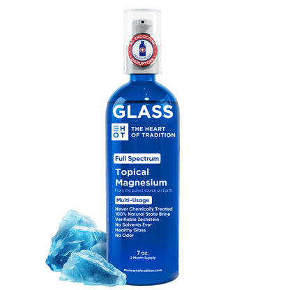 Topical Magnesium Oil Spray – Glass Bottle 7 oz | Zechstein Sea Purity & Trace Minerals