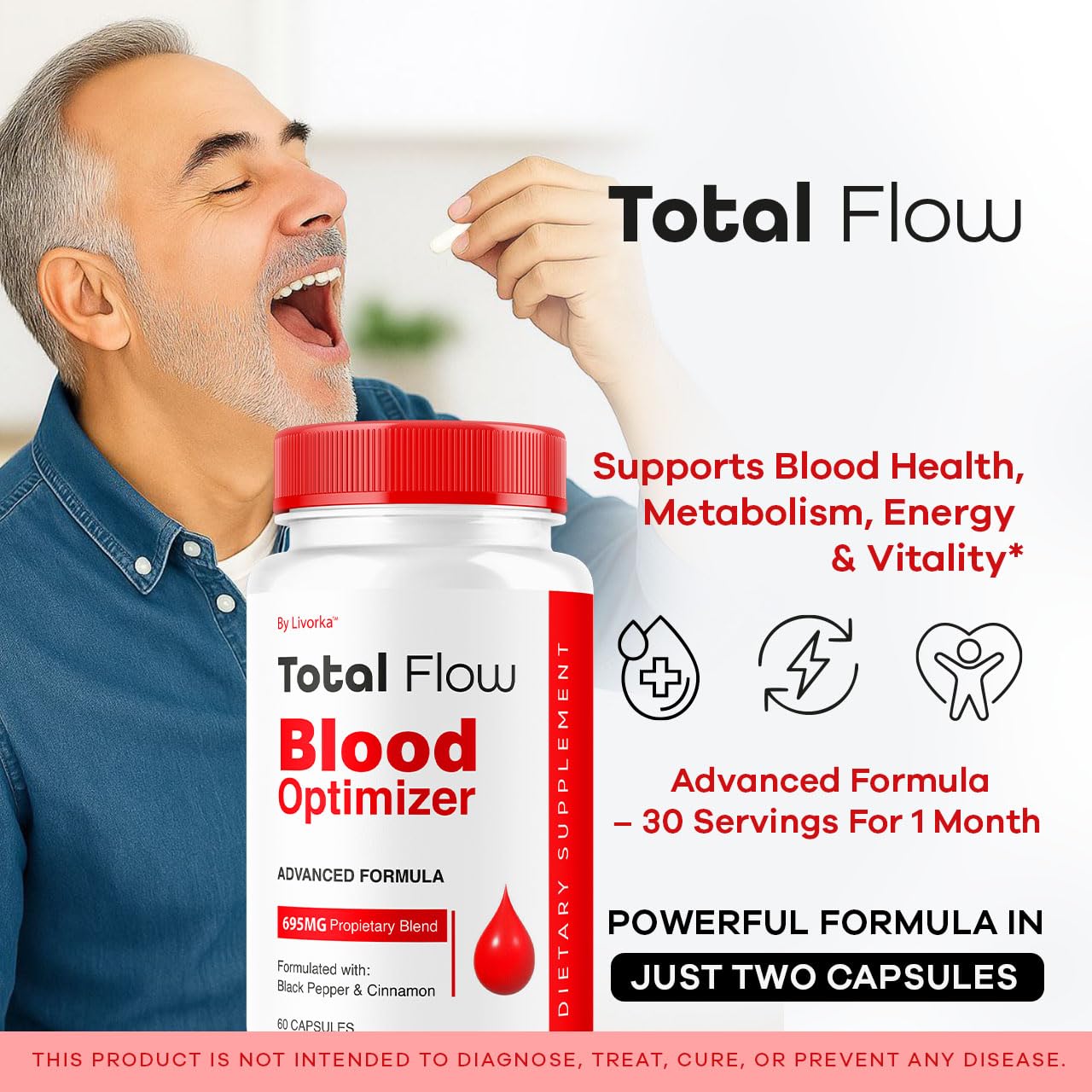 Total Flow Capsules (2-Pack) – Advanced Blood Support Pills, All-Natural Multivitamin