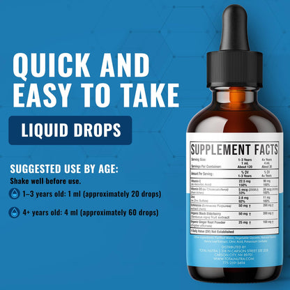 Total Immune 6-in-1 Liquid Multivitamin Drops – 4 oz Passion Fruit | Zinc, D3, C Immunity Support