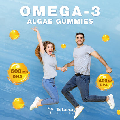 10-in-1 Vegan Omega-3 Gummies – DHA 600mg, EPA 400mg, 60 Count