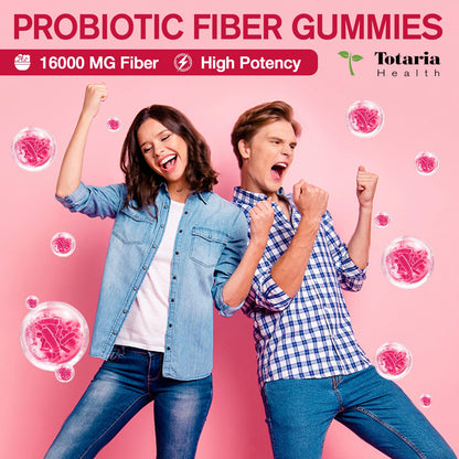 Totaria 9-in-1 Probiotic Fiber Gummies — 16g Fiber/Serving, 5B CFU Bacillus Coagulans (60 Gummies)