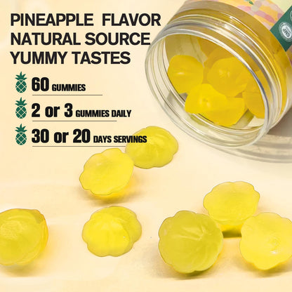 9-in-1 Probiotic Fiber Gummies for Adults & Teens – 60 Pineapple Gummies | Totaria
