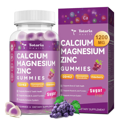 Totaria Sugar Free Calcium Magnesium Zinc Gummies - 1200 mg, 19-in-1 Vegan