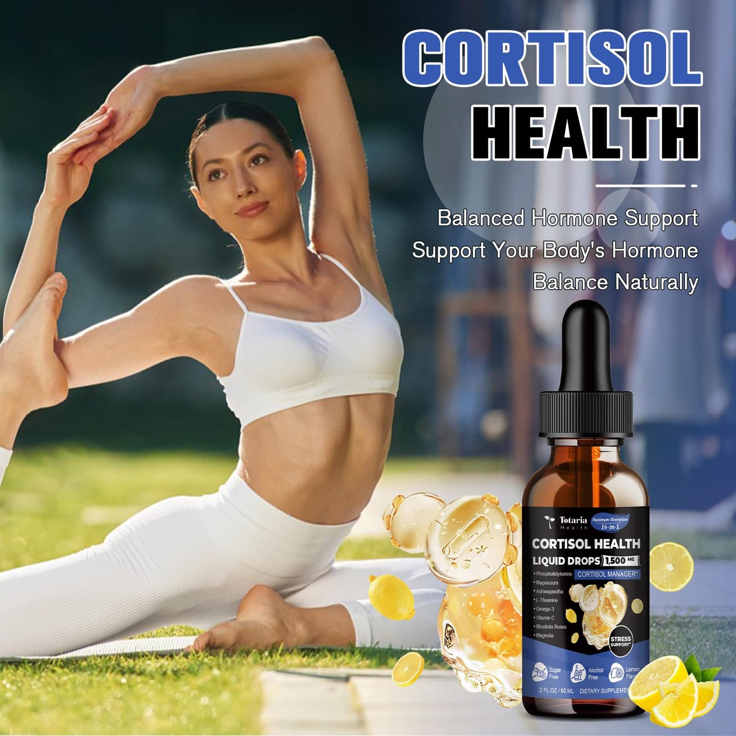 Totaria Cortisol Drops – Hormone Balance for Women & Men | Magnesium, Ashwagandha, L-Theanine