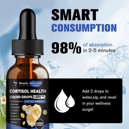 Totaria Cortisol Drops – Hormone Balance for Women & Men | Magnesium, Ashwagandha, L-Theanine