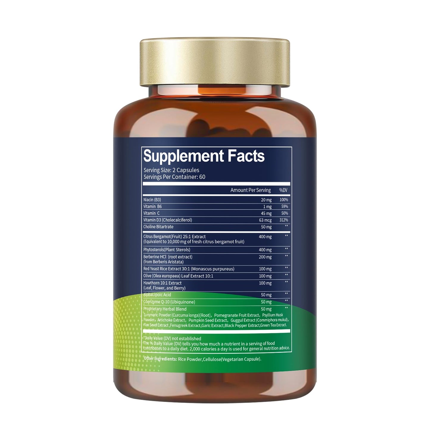 Totaria Citrus Bergamot Supplement for High Cholesterol | Italian Bergamot, Plant Sterols & Stanols | Vegan & Non-GMO | 120 Counts