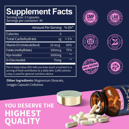 Totaria Inositol Supplement for Women – 40:1 Myo-Inositol & D-Chiro, Vitamin D3 + Folate (Pack of 2)
