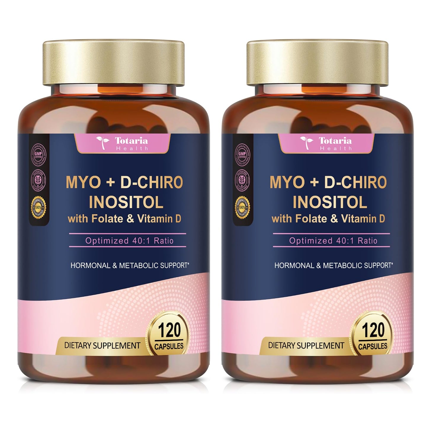 Totaria Inositol Supplement for Women – 40:1 Myo-Inositol & D-Chiro, Vitamin D3 + Folate (Pack of 2)