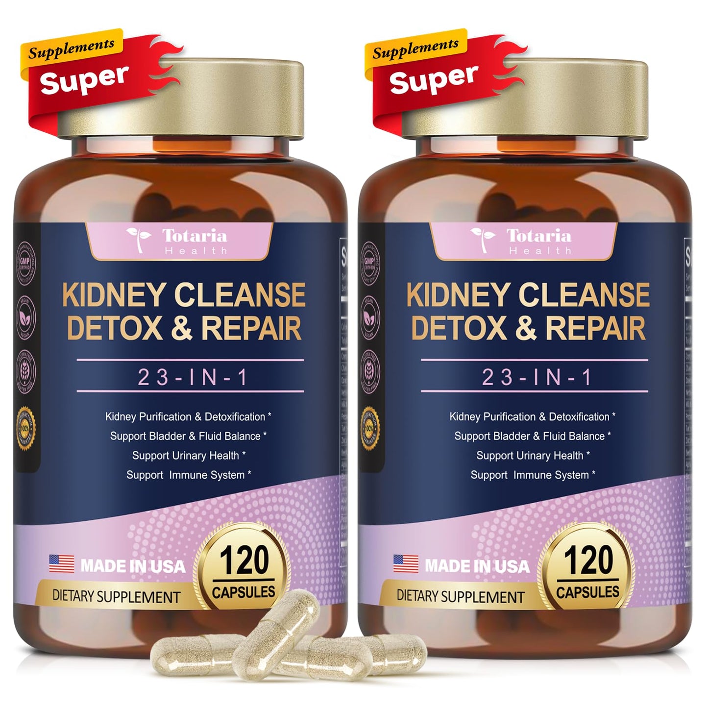 Totaria Kidney & Liver Cleanse Detox Capsules with Cranberry & Chanca Piedra | Urinary & Liver Support