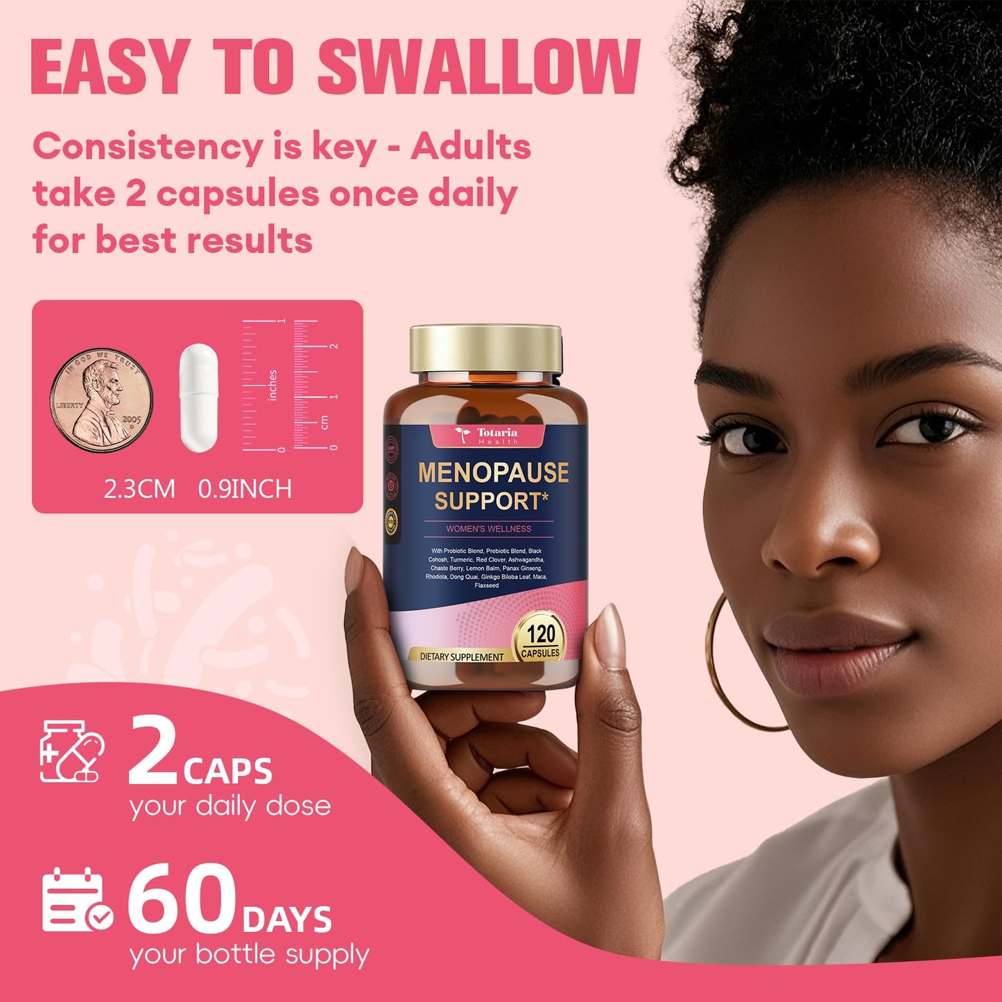 Totaria 40-in-1 Menopause Supplement for Women – Hormone Balance, Night Sweats Relief, 120 Capsules