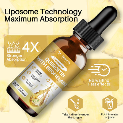 Totaria Liposomal Quercetin with Bromelain Liquid Drops - 1000mg Quercetin + 500mg Bromelain, Immune Support (2 fl oz)