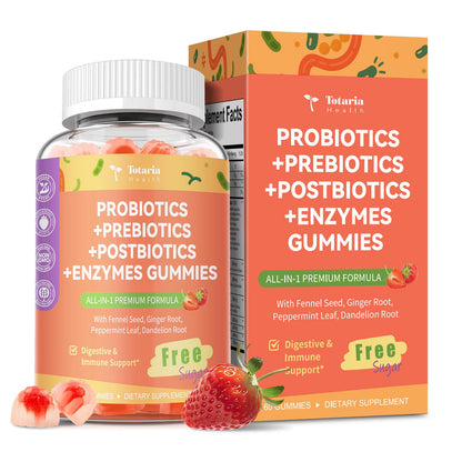 Totaria Sugar Free 5-in-1 Probiotic Gummies – 60 Count | Digestive & Immune Support | Vegan