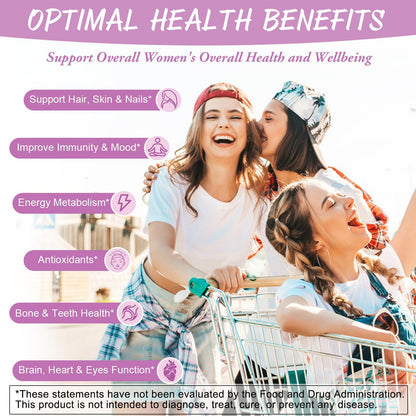 Totaria Sugar Free Multivitamin Gummies for Women 14+ – Iron, Folate, Strawberry