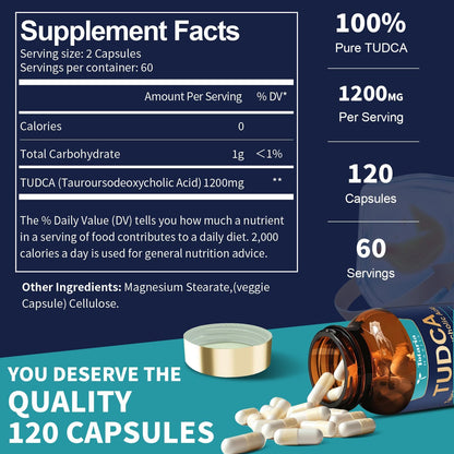 Totaria TUDCA Bile Salts 1200mg – 120 Capsules | Ultra-Strength Liver & Gallbladder Support | Vegan