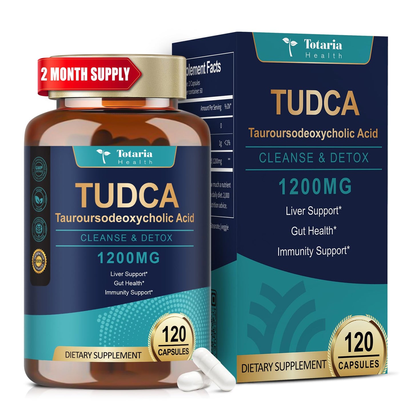 Totaria TUDCA 1200mg – Liver Support & Gut Health (120 Capsules)