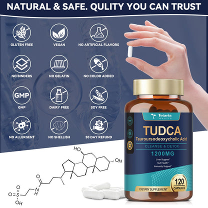 Totaria TUDCA Bile Salts 1200mg – 120 Capsules | Ultra-Strength Liver & Gallbladder Support | Vegan