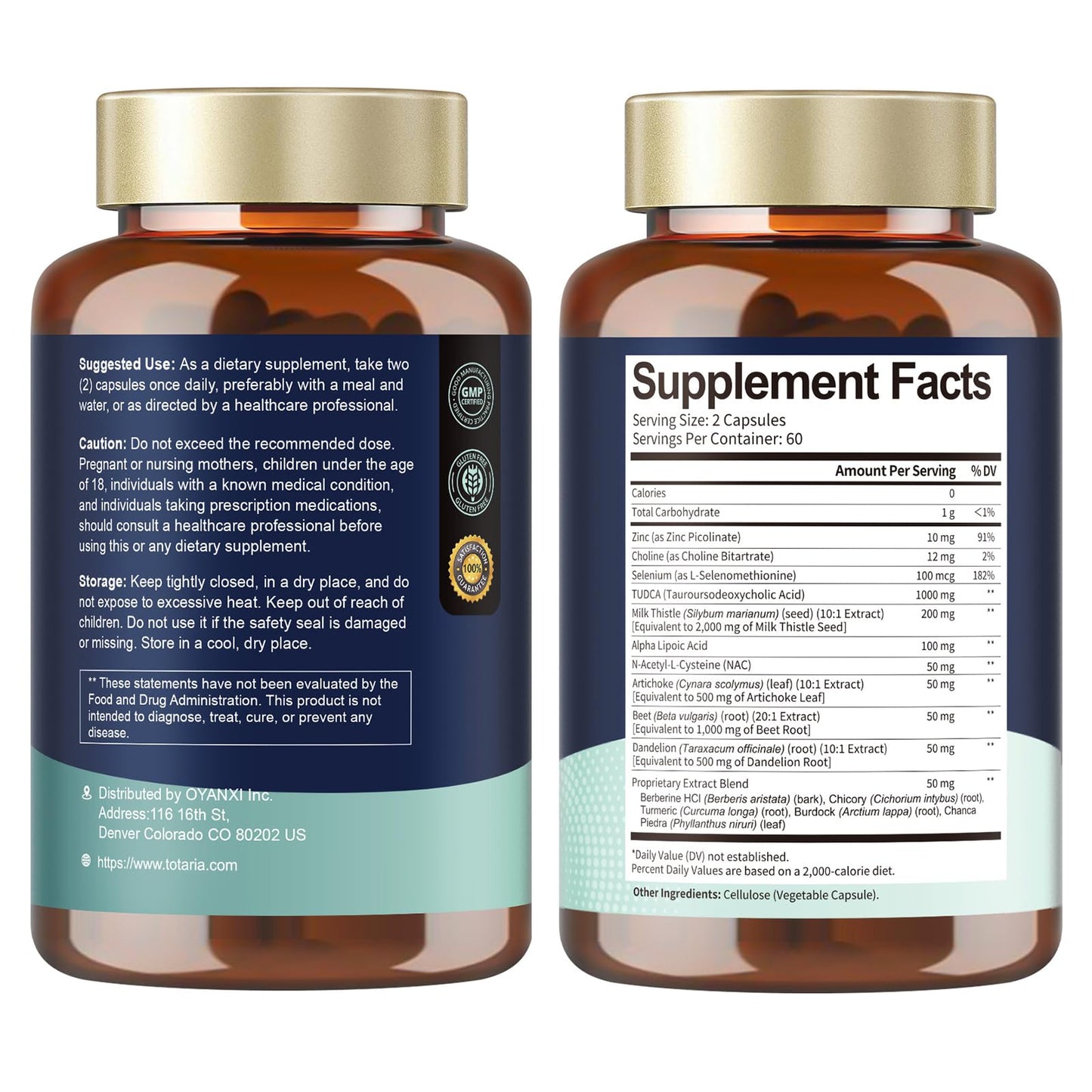 Totaria 15-in-1 TUDCA Liver Support – 1000mg, Milk Thistle & NAC | Vegan 120 Caps