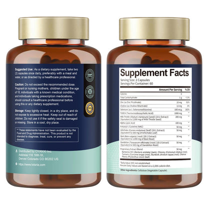 Totaria 15-in-1 TUDCA Liver Support – 1000mg, Milk Thistle & NAC | Vegan 120 Caps