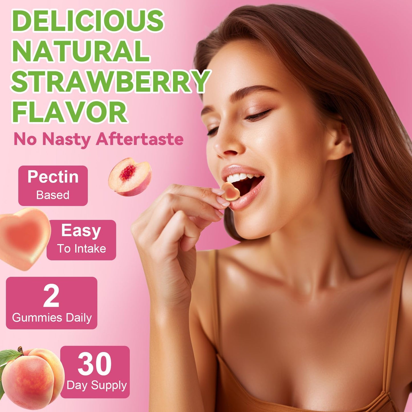 Totaria Sugar Free Multivitamin Gummies for Women 14+ with Iron, Folate, Biotin – Peach Flavor