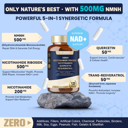 Totaria NMNH Supplement with Niacinamide, Quercetin & Resveratrol for NAD+ Support