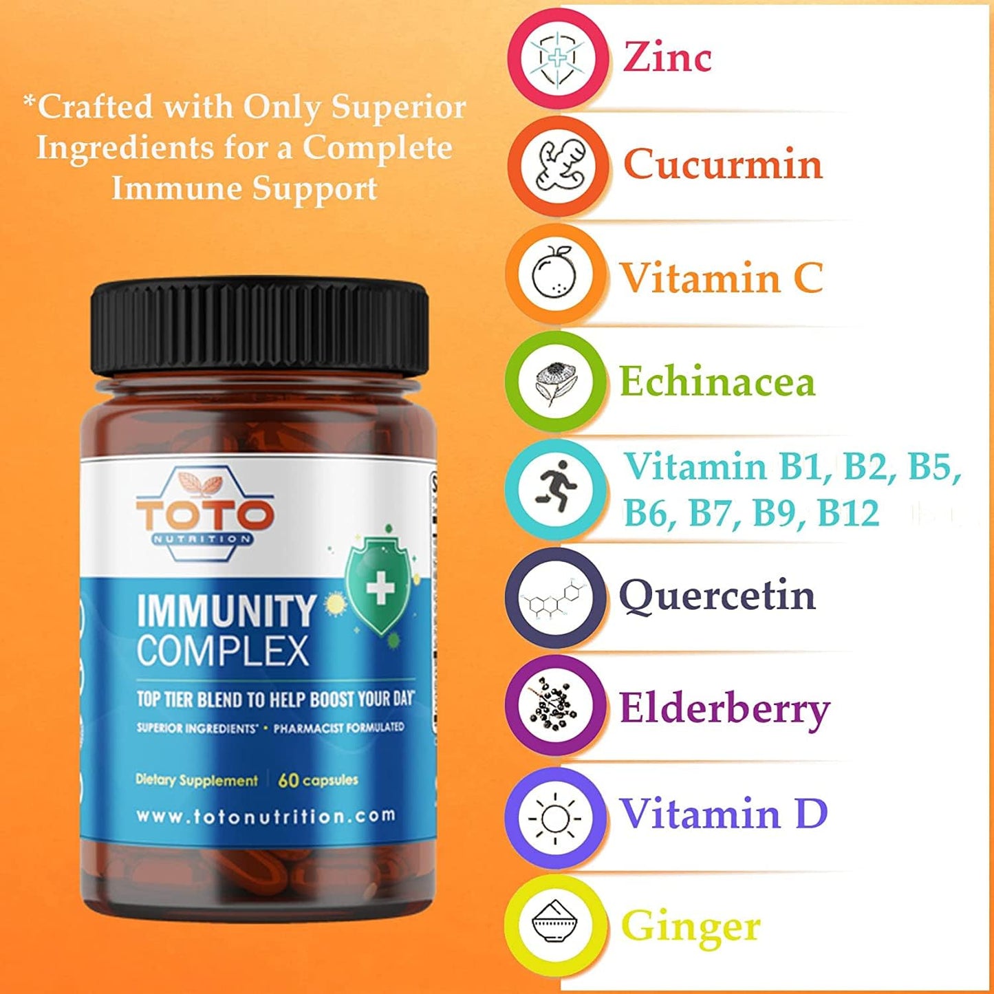 TotoNutrition Immunity Support Booster – 9-in-1 Vitamins & Herbal Formula