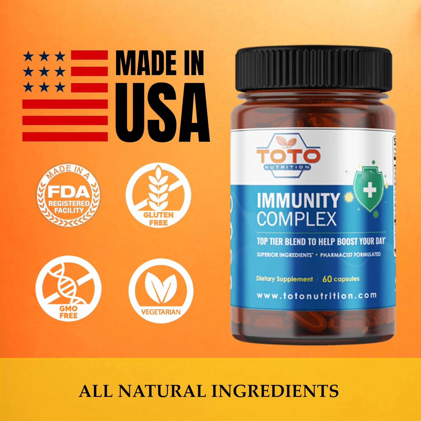 TotoNutrition Immunity Support Booster – 9-in-1 Vitamins & Herbal Formula