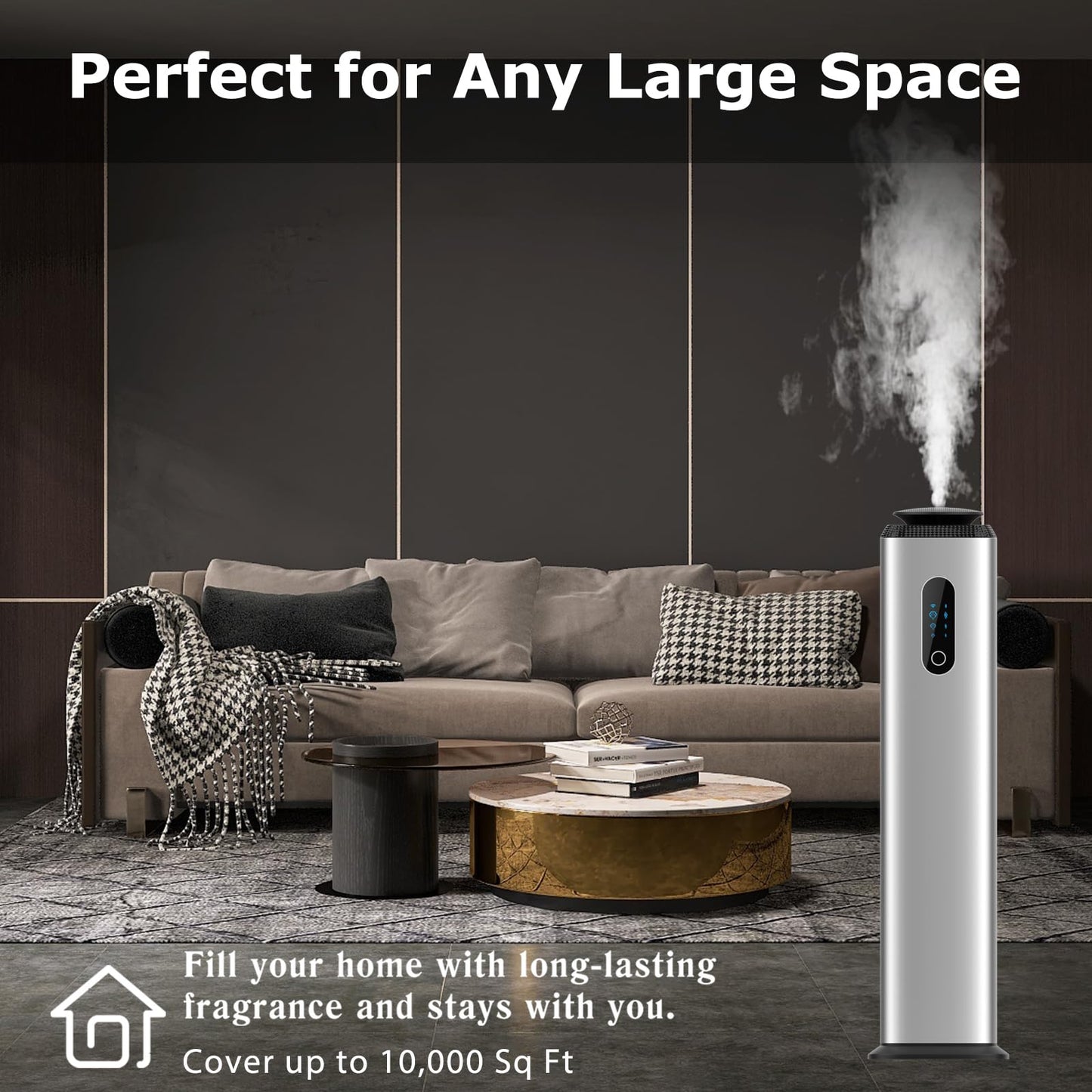 1000ML Tower Hotel Scent Diffuser with WiFi App Control – Large Space Diffuser for 10,000 Sq Ft | Silver