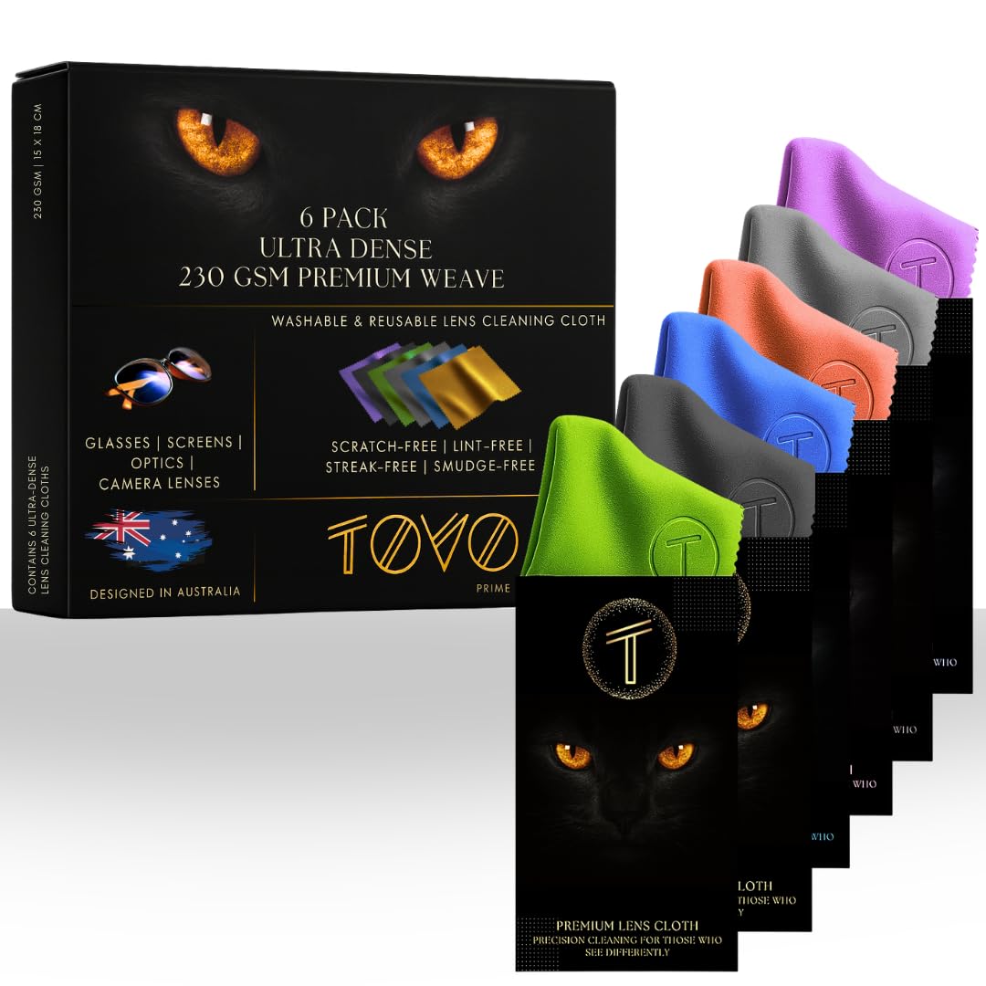 TOVO PRIME Microfiber Lens Cleaning Cloths | 6x7, 230 GSM | Australian Designed