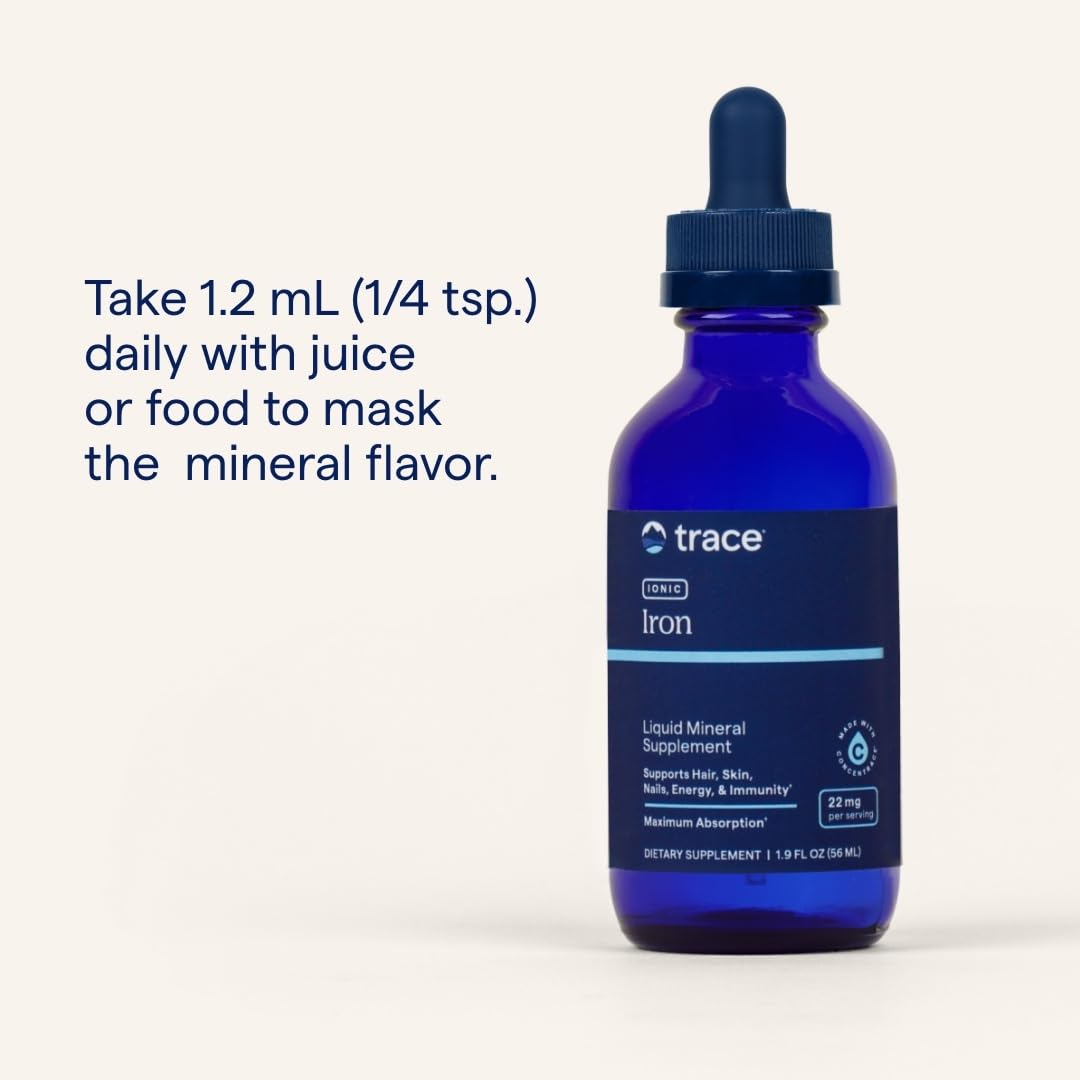 Trace Minerals Ionic Iron 22 mg – Immune Support & Energy (Liquid, 1.9 fl oz)