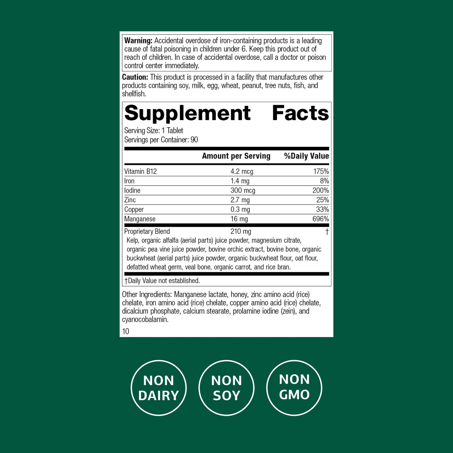 Trace Minerals-B12 with Iodine, Zinc & Copper - Thyroid & Cell Function Support | 90 Tablets