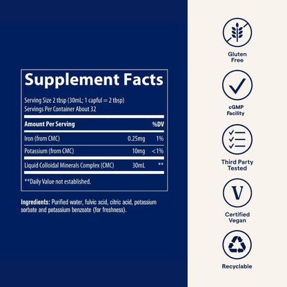 Trace Minerals Colloidal Minerals – Immune Health & Energy Support | 32 oz, Fulvic Acid & High-Potency Potassium